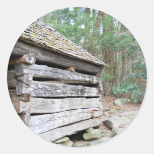 Rustic Log Cabin Ronde Sticker