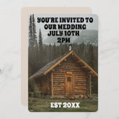 RUSTIC LOG CABIN WEDDING INVITATIONS PERSONALISEER KAART (Voorkant / Achterkant)