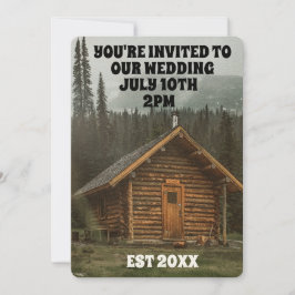 RUSTIC LOG CABIN WEDDING INVITATIONS PERSONALISEER KAART