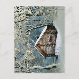 Rustic Log Cabin Winter Magic Briefkaart