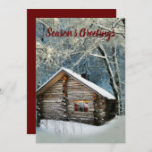 Rustic Log Cabin Winter Magic Feestdagenkaart (Voorkant / Achterkant)