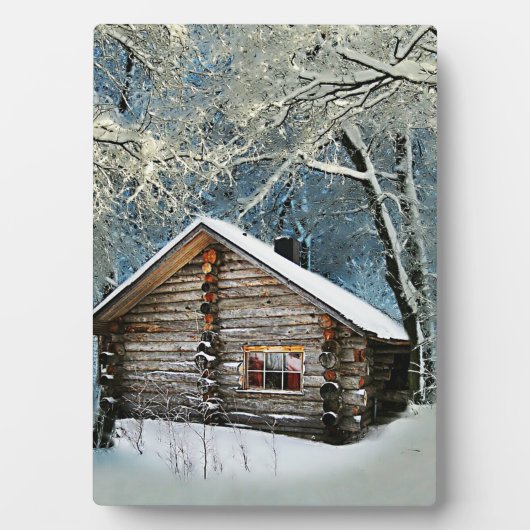 Rustic Log Cabin Winter Magic Fotoplaat (voorkant)