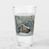 Rustic Log Cabin Winter Magic Glas (Achterkant)