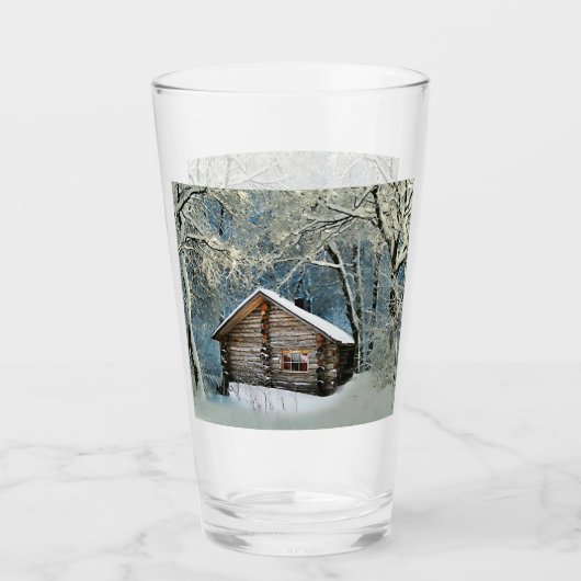 Rustic Log Cabin Winter Magic Glas (Voorkant)