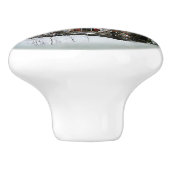 Rustic Log Cabin Winter Magic Keramische Knop (Zijkant)