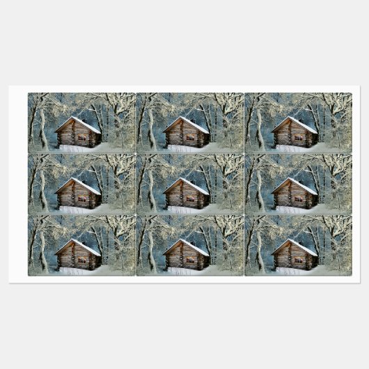 Rustic Log Cabin Winter Magic Labels (Vel)