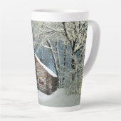 Rustic Log Cabin Winter Magic Latte Mok (Rechterhoek)