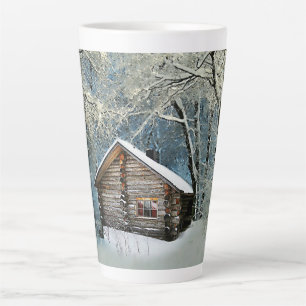 Rustic Log Cabin Winter Magic Latte Mok