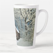 Rustic Log Cabin Winter Magic Latte Mok (Rechts)