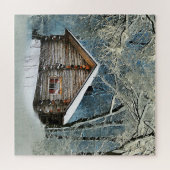 Rustic Log Cabin Winter Magic Legpuzzel (Horizontaal)