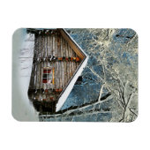 Rustic Log Cabin Winter Magic Magneet (Horizontaal)