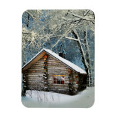 Rustic Log Cabin Winter Magic Magneet (Verticaal)
