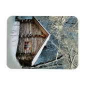 Rustic Log Cabin Winter Magic Magneet (Horizontaal)