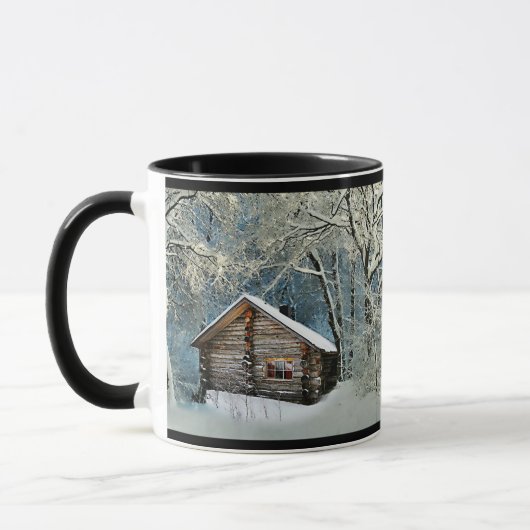 Rustic Log Cabin Winter Magic Mok (Links)