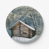 Rustic Log Cabin Winter Magic Papieren Bordje (Voorkant)