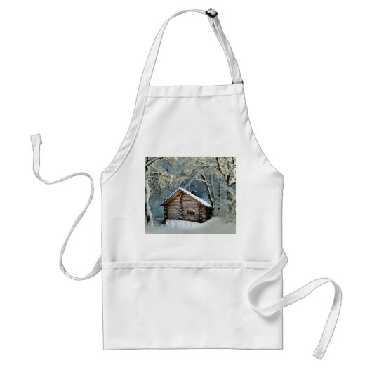 Rustic Log Cabin Winter Magic Standaard Schort (Voorkant)