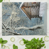 Rustic Log Cabin Winter Magic Theedoek (Gevouwen)