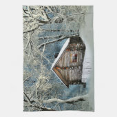 Rustic Log Cabin Winter Magic Theedoek (Verticaal)