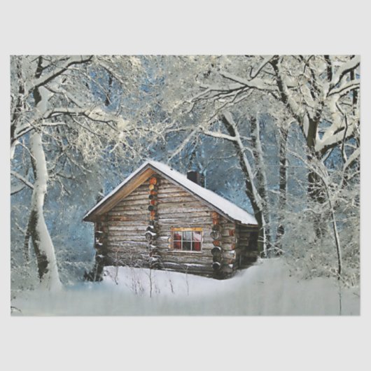 Rustic Log Cabin Winter Magic Tissuepapier (Voorkant)