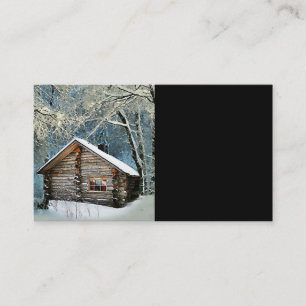 Rustic Log Cabin Winter Magic Visitekaartje