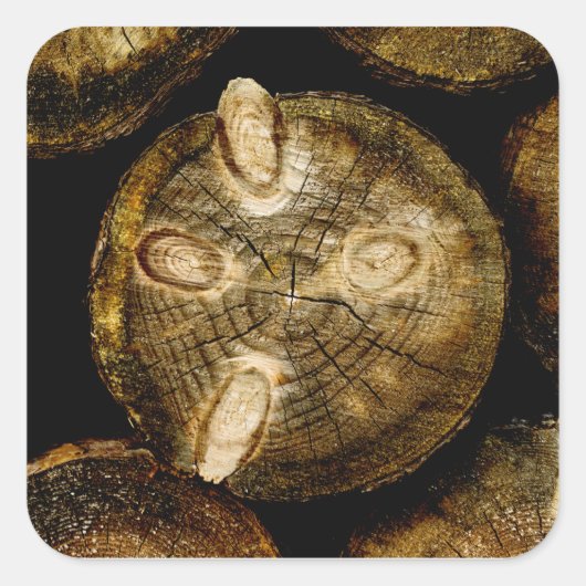 Rustic Log Roll Vierkante Sticker (Voorkant)