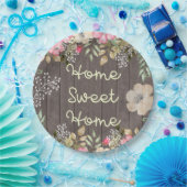 Rustic look Home Sweet Home Floral Wood Papieren Bordje (Feest)