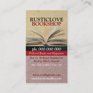Rustic Love BookShop Carte de visite de littératur