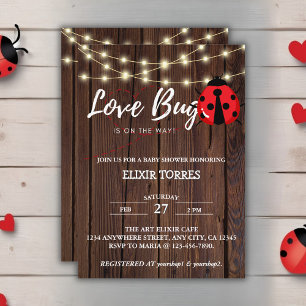 Rustic Love Bug Baby shower Kaart
