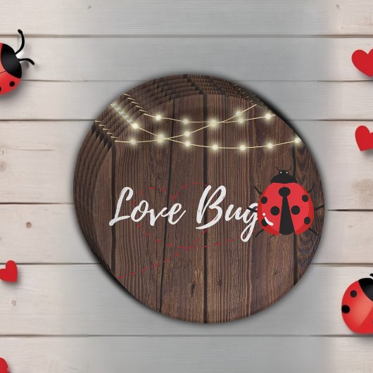 Rustic Love Bug Baby shower Papieren Bordje