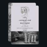 Rustic Love & Lace Lavender Faire-part de mariage<br><div class="desc">Faire-part de mariage à cheval. Bois et Arrière - plan de lavande. Vintage,  dentelle.</div>