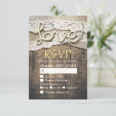 Rustic Love Rope Burlap Lace Wedding RSVP Répondre (Debout devant)