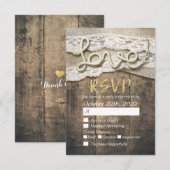 Rustic Love Rope Burlap Lace Wedding RSVP Répondre (Devant / Derrière)