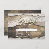 Rustic Love Rope Burlap Lace Wedding RSVP Répondre (Devant / Derrière)