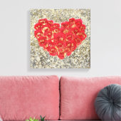 Rustic Love Rustic Valentijn Red & Gold Heart Canvas Afdruk (Insitu (Woonkamer))