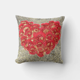 Rustic Love Rustic Valentijn Red & Gold Heart Kussen