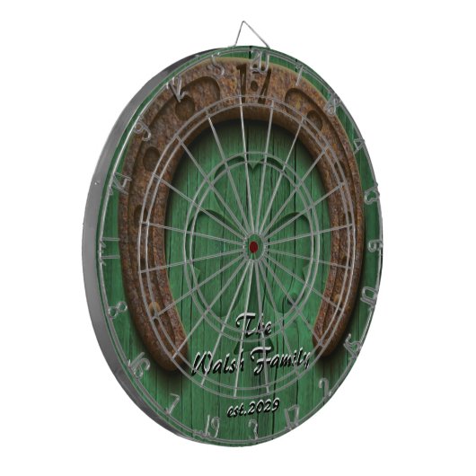 Rustic Lucky Hoefijzer Irish Family Custom Dartbord (Voorkant Links)