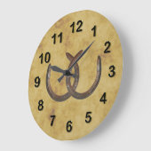 Rustic Lucky Hoefijzers Onderdruk Grote Klok (Hoek)