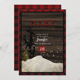 Rustic Lumberjack Buffalo Pset Stag Baby shower Kaart