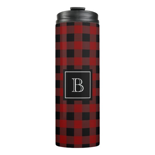 Rustic Lumberjack Buffalo Spelmonogram Initiaal Thermosbeker (Voorkant)