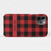 Rustic Lumberjack Red Black Buffalo Check Naam Case-Mate iPhone Case (Achterkant (horizontaal))