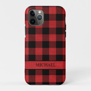 Rustic Lumberjack Red Black Buffalo Check Naam iPhone 11 Pro Hoesje