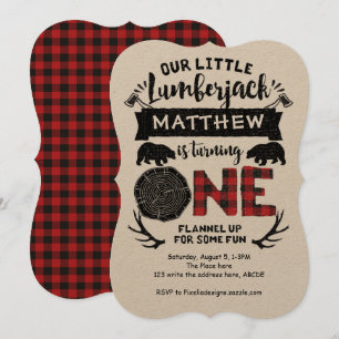 Rustic, Lumberjack, Woodland, Boy, First Birthday Kaart