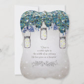 Rustic Luxe Mason Jar Navy Turquoise Peacock Kaart (Achterkant)