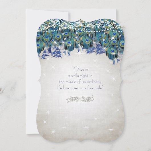 Rustic Luxe Mason Jar Navy Turquoise Peacock Kaart (Achterkant)