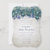 Rustic Luxe Mason Jar Navy Turquoise Peacock Kaart (Voorkant)