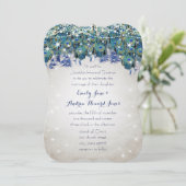 Rustic Luxe Mason Jar Navy Turquoise Peacock Kaart (Staand voorkant)