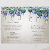 Rustic Luxe Mason Jar Peacock Programme (Devant)