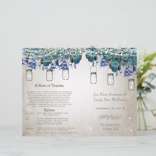 Rustic Luxe Mason Jar Peacock Programme (Debout devant)