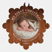 Rustic Ma première carte d'ornement photo de Noël (Recto)