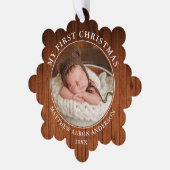 Rustic Ma première carte d'ornement photo de Noël (Gauche)